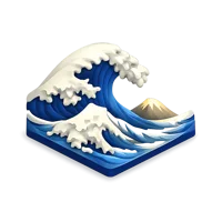 Blue The Great Wave 3D icon