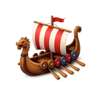 Brown Viking Longship 3D icon