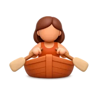 Orange Woman Rowing Boat 3D icon