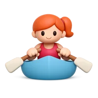 Orange Woman Rowing 3D icon