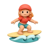 Woman Surfing 3D icon