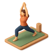 Yoga Warrior I Pose 3D icon
